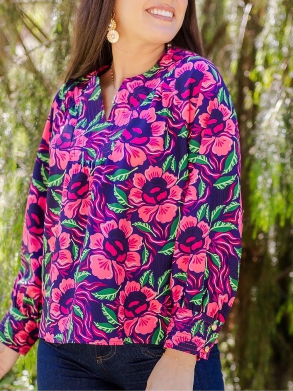 NWT Michelle McDowell Sienna Lovestruck Navy Floral Top XL